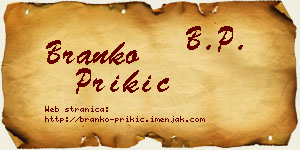 Branko Prikić vizit kartica